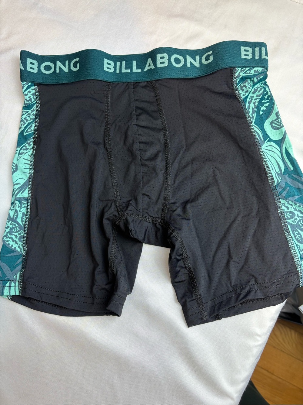 Billabong Black Boxer Briefs with Teal Patterned Side Panels